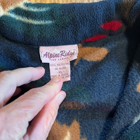 Vintage 1990s Leaves Leaf Fleece Fall Button Sweater / size Xl- A1 - Picture 4 of 11